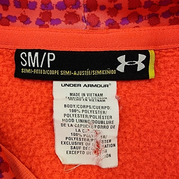 Under Armor Men's Neon Red Hoodie Sweatshirt, sz SM - Picture 2 of 14